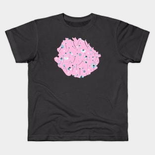 Ink flowers Blue pink Kids T-Shirt